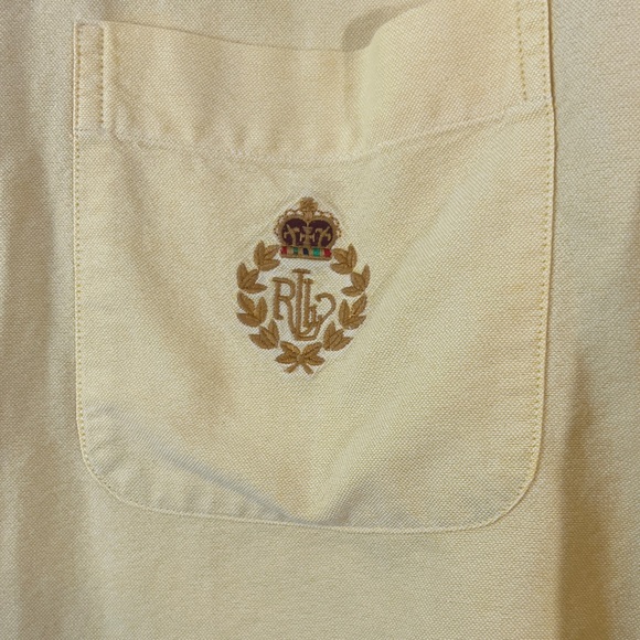 women’s Yellow Button-Up Shirt with Embroidered Crest Ralph Lauren Size 10 - Picture 5 of 13